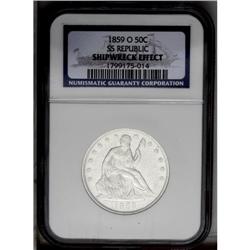 1859-O 50C Shipwreck Effect NGC. Ex: SS Republic. Ungr