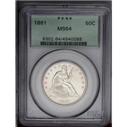 1861 50C MS64 PCGS. Lustrous and untoned with a pleasi