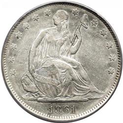 1861 50C Restrike MS63 PCGS.From The Steve Glenn Colle