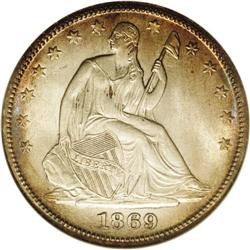 1869-S 50C MS65 NGC. WB-101. Very Small Mintmark. The