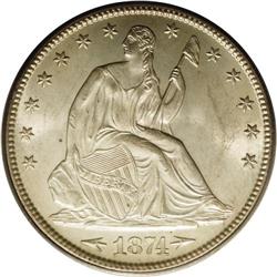 1874 50C Arrows MS64 PCGS. Basically untoned with clea