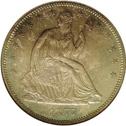 1877-S 50C MS66 NGC. This sharp example is draped in m