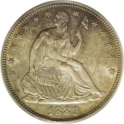 1889 50C MS65 PCGS. Deep gray-green color mixes with s