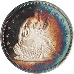 1873 50C No Arrows, Closed 3 PR65 PCGS. Only 600 proof