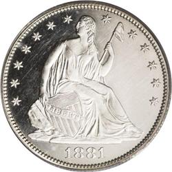 1881 50C PR64 Cameo PCGS. A fair number of proofs are