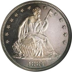 1884 50C PR64 Cameo NGC. This is an impressive near-Ge