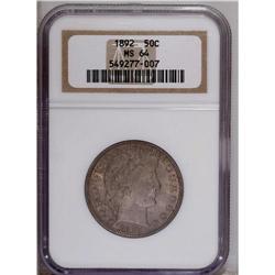 1892 50C MS64 NGC. Loads of luster is visible just bel