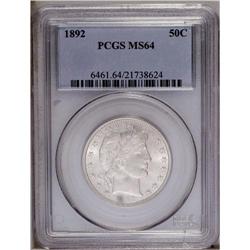 1892 50C MS64 PCGS. Effulgent satiny luster illuminate