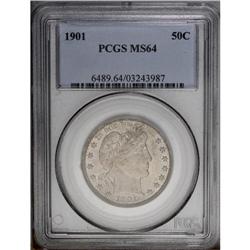 1901 50C MS64 PCGS. The mottled toning is medium gray