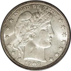 1908 50C MS66 PCGS. A lustrous blast greets the viewer