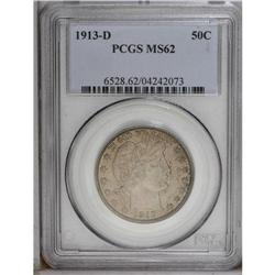 1913-D 50C MS62 PCGS. Well preserved with grey to gold