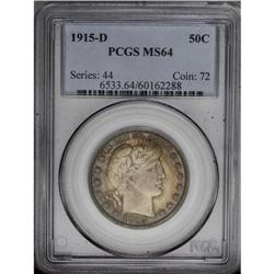 1915-D 50C MS64 PCGS. A boldly defined near-Gem with s
