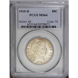 1915-D 50C MS64 PCGS. Thick, satiny mint luster and li