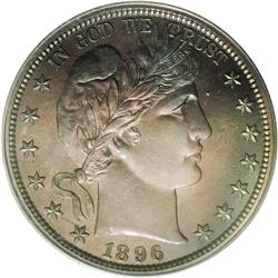 1896 50C PR68 PCGS. The deep blue peripheral hues mell