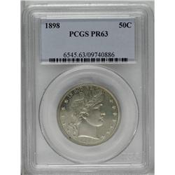 1898 50C PR63 PCGS. This 1898 proof half approaches Ca