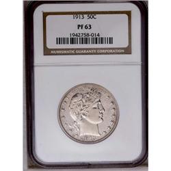 1913 50C PR63 NGC. Glossy silver sheen on both sides w