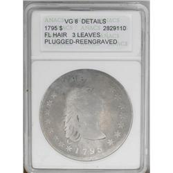 1795 S$1 Flowing Hair, Three Leaves--Plugged, Reengrav