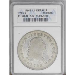 1795 S$1 Flowing Hair, Three Leaves--Cleaned--ANACS. F