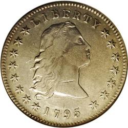 1795 S$1 Flowing Hair, Three Leaves XF45 NGC. B-5, BB-