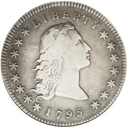 1795 S$1 Flowing Hair, Two Leaves VF20 ANACS. B-1, BB-