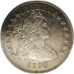 1795 S$1 Draped Bust, Off Center AU55 ANACS. B-14, BB-