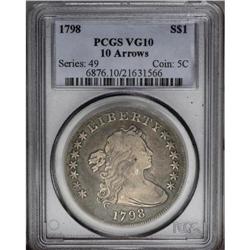 1798 S$1 Large Eagle, 10 Arrows VG10 PCGS. B-13, BB-10