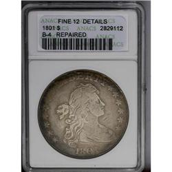 1801 S$1 --Repaired--ANACS. Fine 12 Details. B-4, BB-21