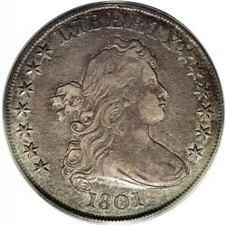 1801 S$1 XF40 PCGS. B-4, BB-214, R.3. The scarcest var