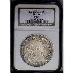 1803 S$1 Large 3 Fine 12 NGC. B-6, BB-255, R.1. A glos