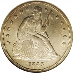 1845 S$1 AU58 NGC. David Bowers (1993) suggests that: