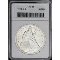 1846-O S$1 AU55 ANACS. A stone-white Seated dollar wit