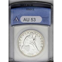 1849 S$1 AU53 ANACS. A scarce Seated dollar but one th