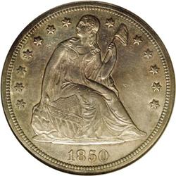 1850-O S$1 AU58 NGC. The surfaces on this uncommon hig