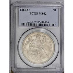 1860-O S$1 MS62 PCGS. Well detailed with only nominall