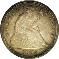 1869 S$1 MS63 PCGS. This is an impressive example that