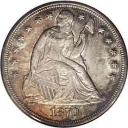 1870 S$1 MS63 PCGS. Excellent luster for the issue, wi