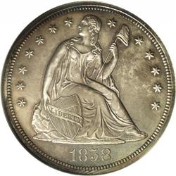 1858 S$1 PR62 NGC.