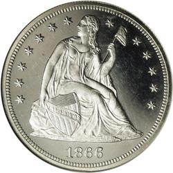 1866 S$1 Motto PR65 Cameo NGC. Ex: Garrett Collection.