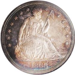 1868 S$1 PR66 Cameo NGC. Breen-5480. Honey-gold center