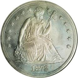 1872 S$1 PR63 ANACS. Well mirrored with overbearing ir