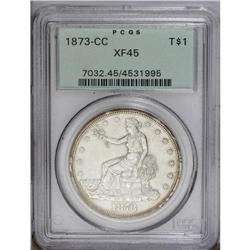 1873-CC T$1 XF45 PCGS. A bold gunmetal-gray example of
