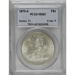 1875-S T$1 MS63 PCGS. Type One Obverse and Reverse. Mo