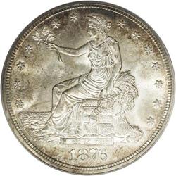 1876 T$1 MS64 PCGS. Type One Obverse and Reverse. Sple