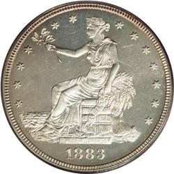 1883 T$1 PR63 PCGS. A mostly brilliant example of this