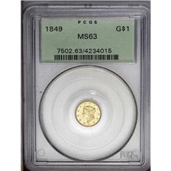 1849 G$1 Closed Wreath MS63 PCGS. Large Head, With L.