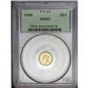 Image 1 : 1849 G$1 Closed Wreath MS63 PCGS. Large Head, With L.