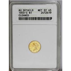 1850-C G$1 --Cleaned--ANACS. AU Details, Net XF45. Vari