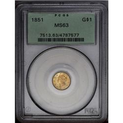 1851 G$1 MS63 PCGS. A very sharply struck Mint State e