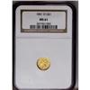 Image 1 : 1851-O G$1 MS61 NGC. An extremely bright gold dollar,