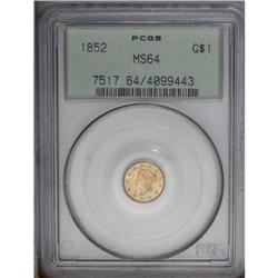 1852 G$1 MS64 PCGS. This meticulously struck and impre
